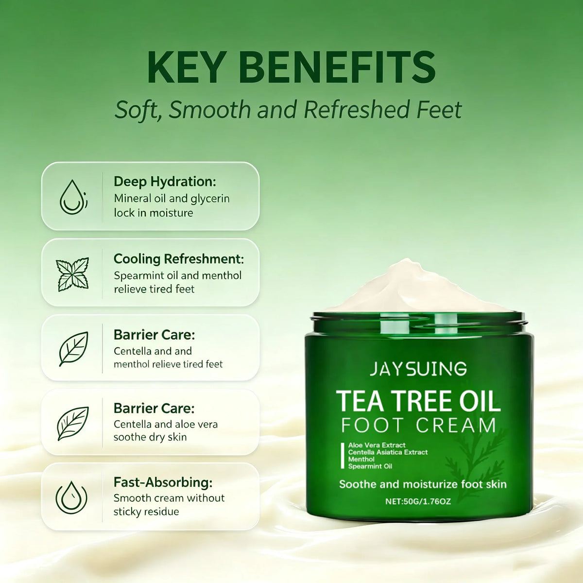 Tea Tree Oil Foot Cream – Moisturizing Balm for Dry Heels Foot Cream Qme