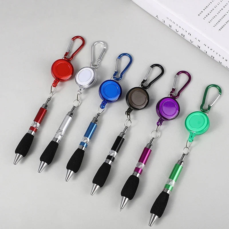 Retractable Keychain Ballpoint Pen with Carabiner Clip Keychain Ballpoint Pen Qme