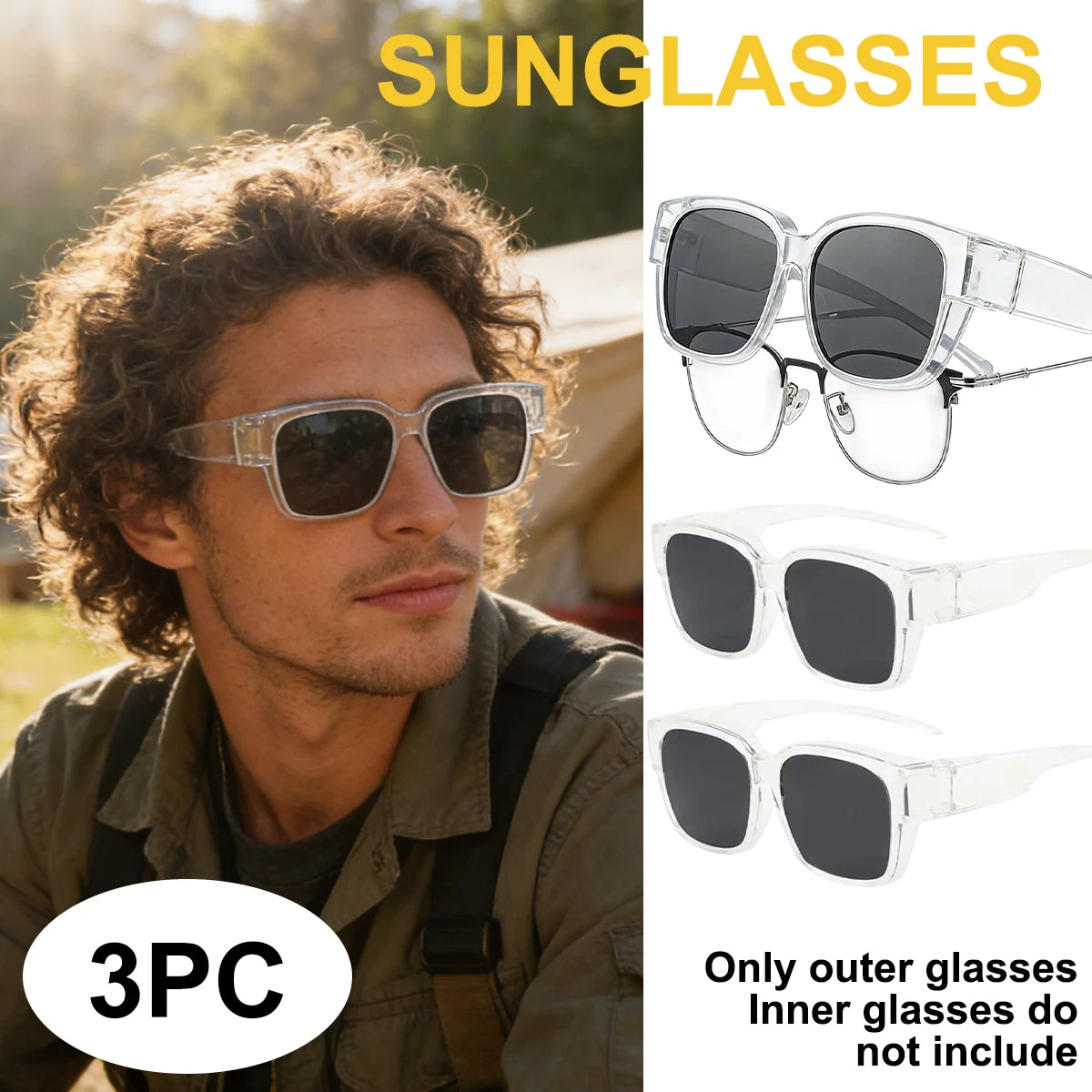 VOPHA Fit Over Glasses UV400 Sunglasses – Foldable Unisex Fit Over Sunglasses Qst Transparent