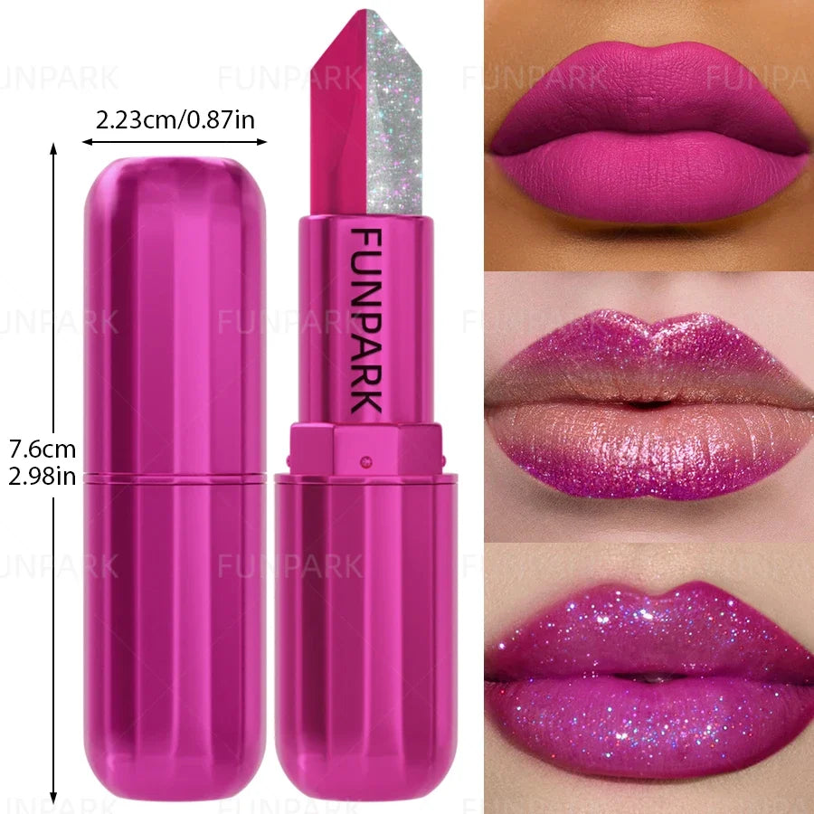 Glitter Two-Tone Matte Lipstick – High Pigment Long-Lasting Matte Glitter Lipstick Qme 201
