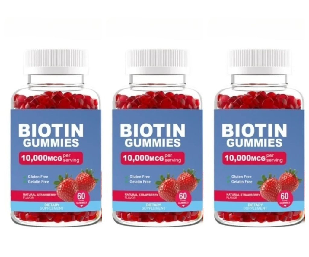 Biotin Gummies for Hair, Skin & Nails – Strawberry, 60ct Biotin Supplement Gummies Qst 180 Count(Pack of 3)