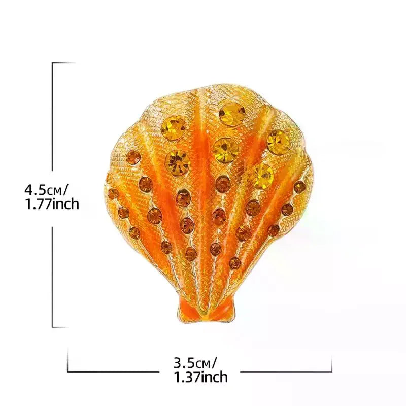 Rhinestone Shell Brooch – Enamel Ocean Pin | Unisex Gift Enamel Brooch Pin Qme
