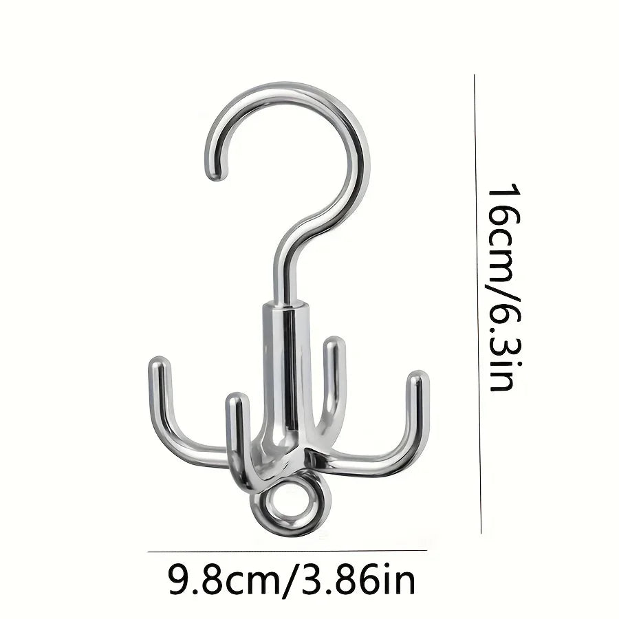 Rotating Clothes Hook Punch-Free 4-Claw Coat & Scarf Hanger Rotating Wall Hook Qme