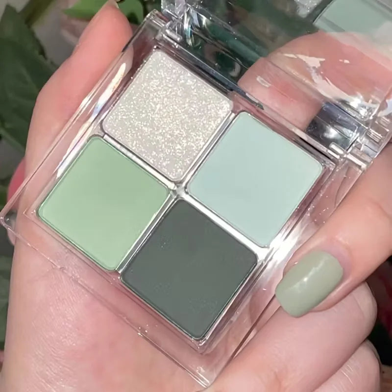 Qme 4-Color Green Matte Eyeshadow Palette | Korean Makeup Eyeshadow Palette Qme