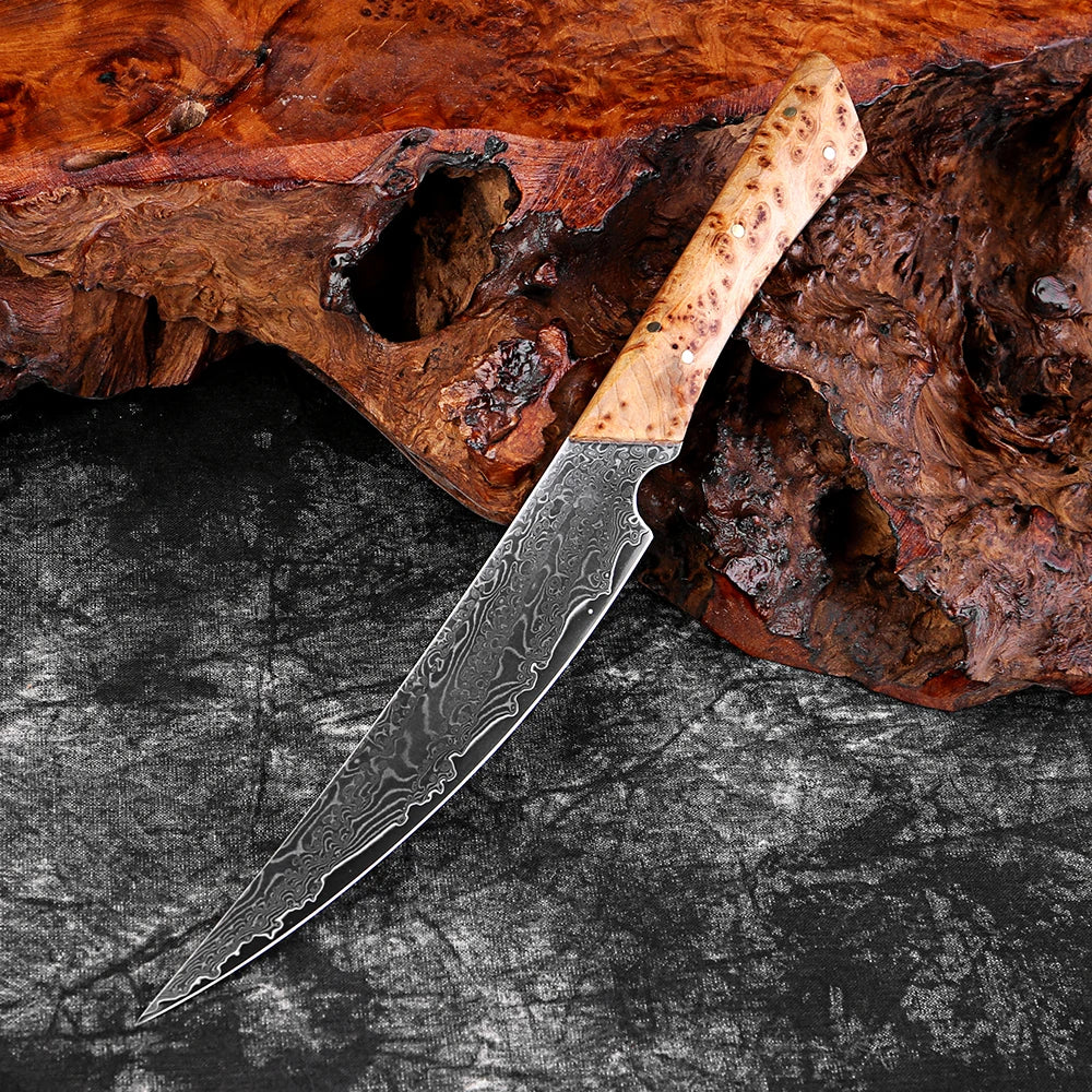 XITUO Damascus Steel Japanese Utility Knife – Pakkawood Kitchen Utility Knife Qst
