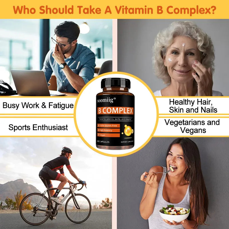 SOOMIIG Vitamin B Complex Capsules – Energy & Skin Support Vitamin B Supplement Qst