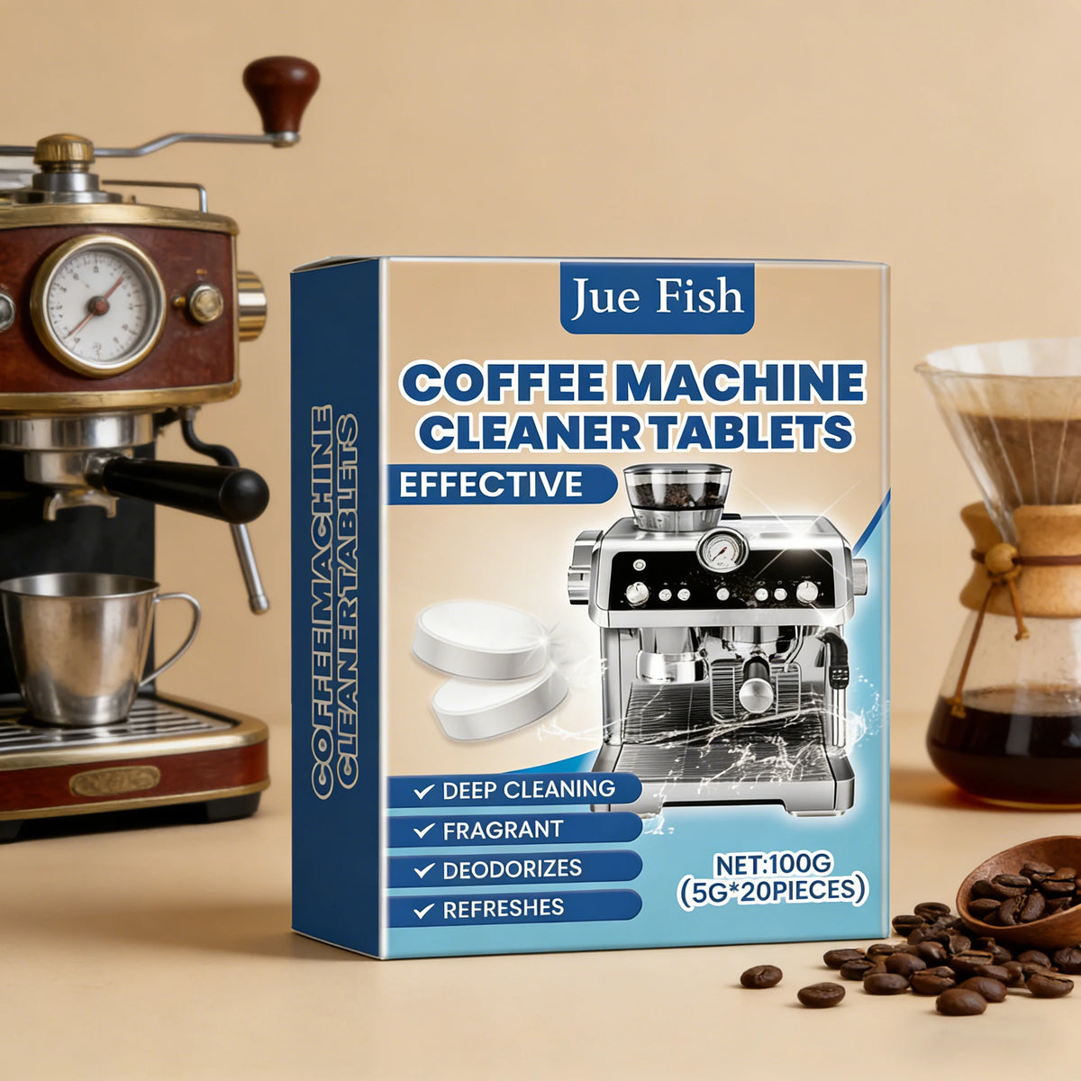 20-Pack Coffee Machine Cleaning Effervescent Tablets Coffee Machine Cleaner Qst