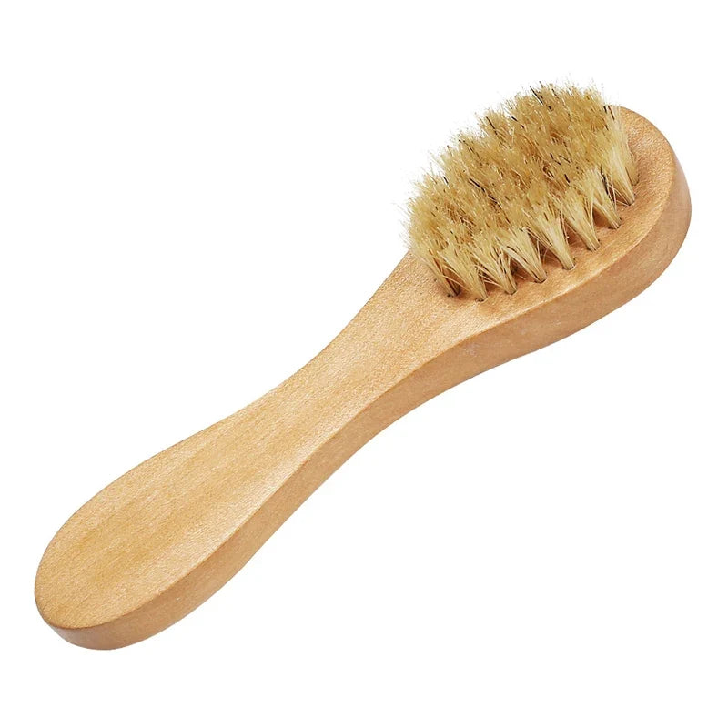 Natural Bristle Face Brush – Exfoliating Tool, Bamboo Handle Facial Cleansing Brush Qme