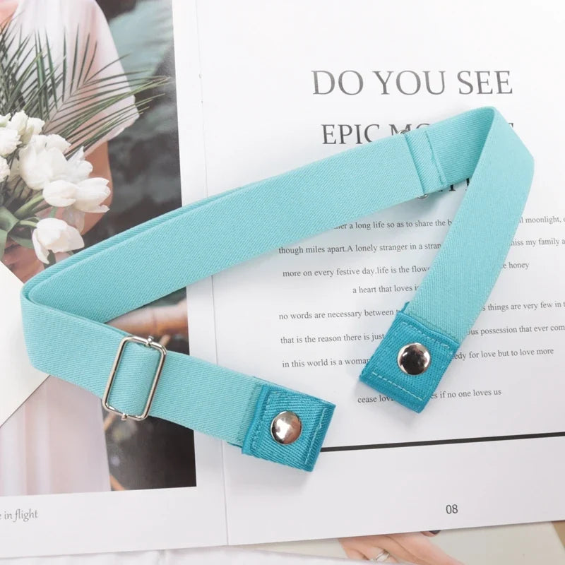 Women's Elastic Buckle-Free Canvas Waist Belt | 29 Colors Elastic Waist Belt Qme BEE-6 length 60-100cm China Mainland