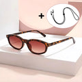 VOPHA Women's Retro Rectangle Sunglasses UV400 + Strap Fashion Sunglasses Qst Tortoise Brown