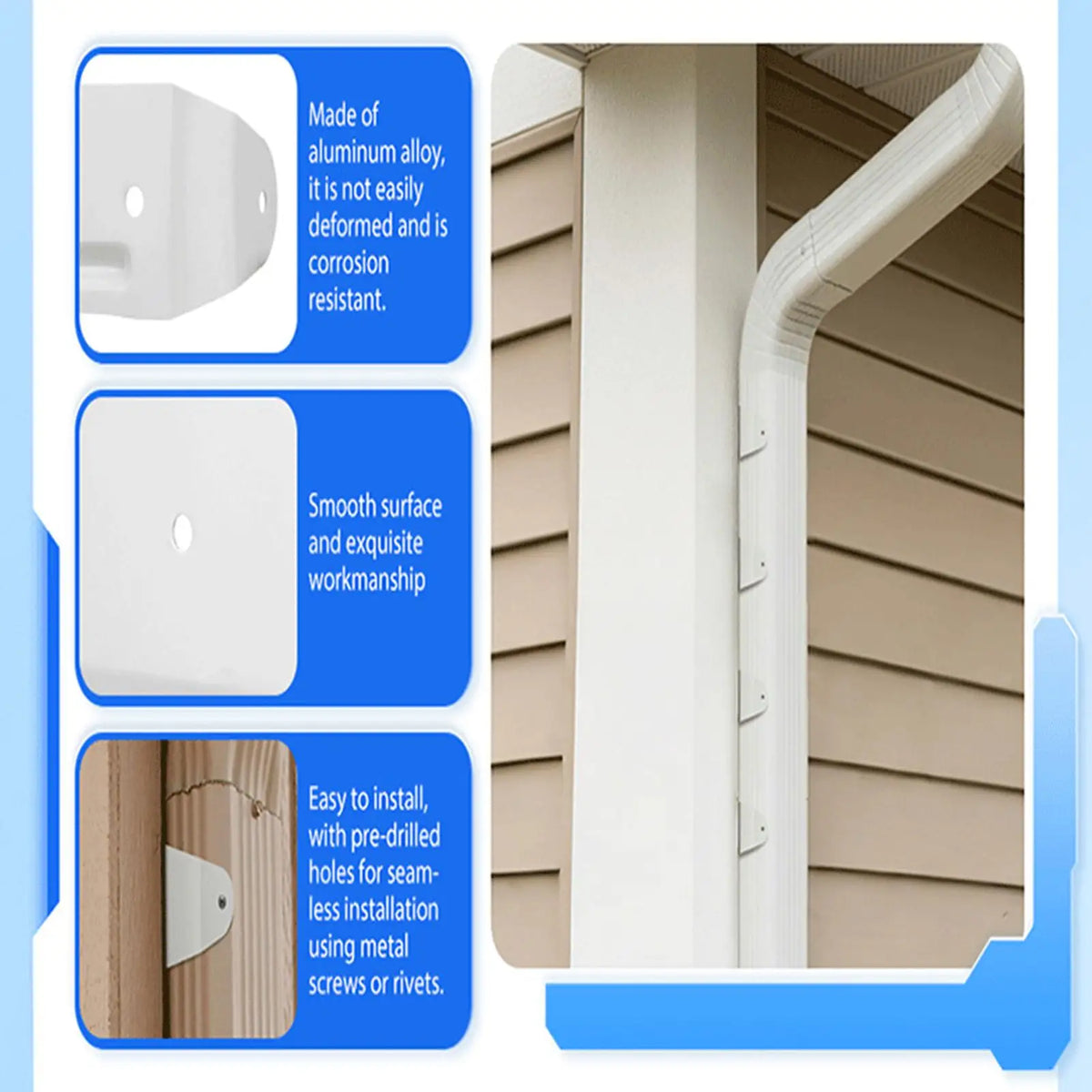 Aluminium Downspout Bracket Gutter Mount Clamp Holder | Wall Downspout Bracket Qme