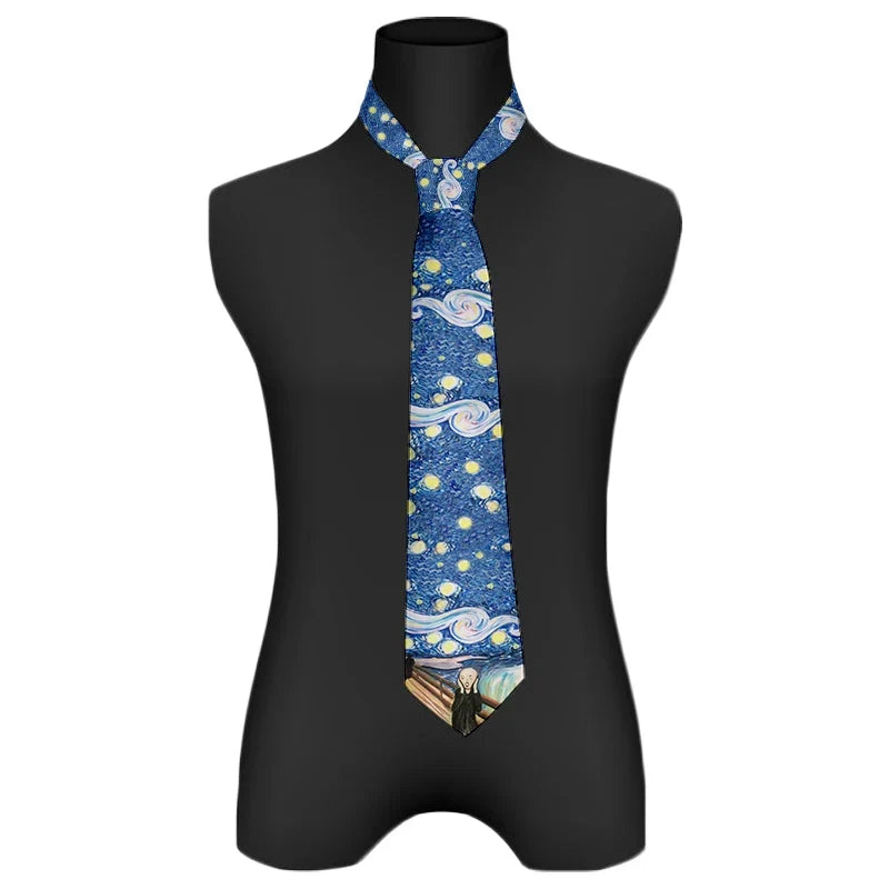 Men's 3D Oil Painting Novelty Necktie | Wedding & Party Tie Novelty Necktie Qme