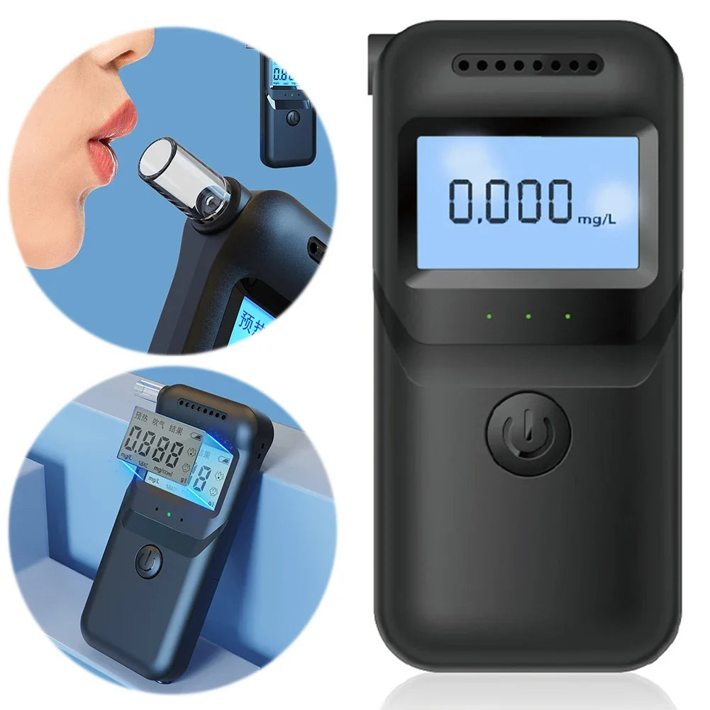 Digital Breathalyzer LCD Display & 5 Mouthpieces | ALLOET Breathalyzer Tester Qme