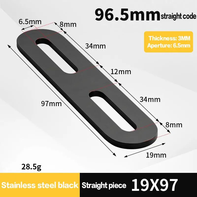 Stainless Steel 180° Flat Straight Bracket – Black & Silver Flat Angle Bracket Qme A1