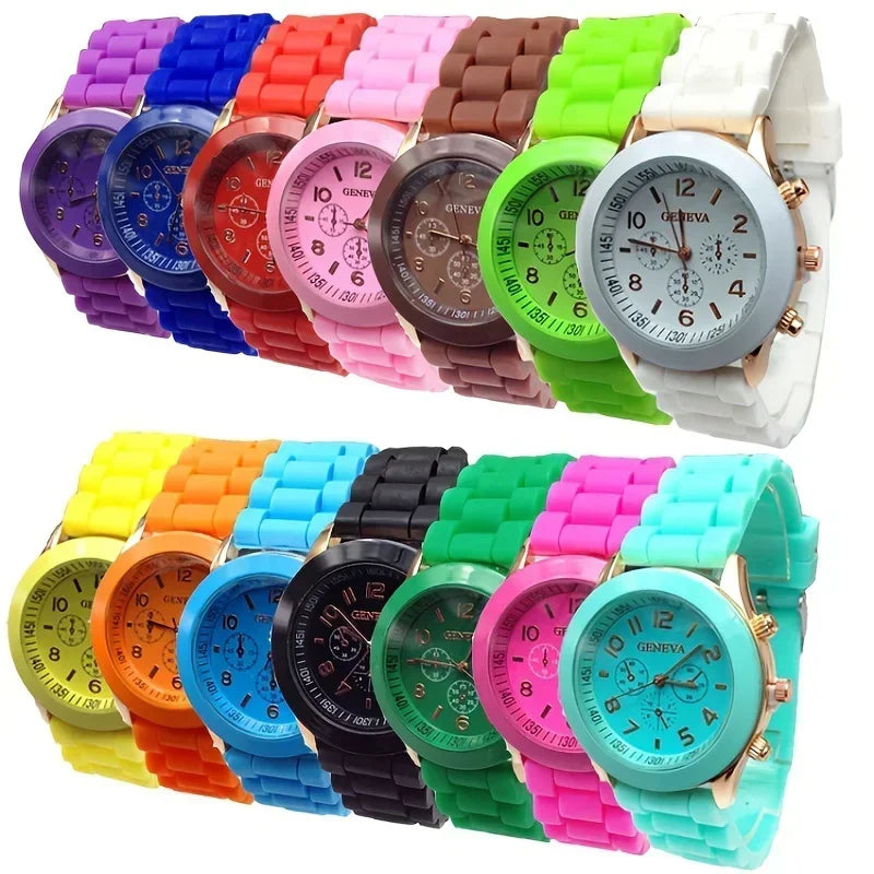 Round Triple Dial Quartz Watch Silicone Band – 15 Colors | Qme Quartz Wristwatch Qme