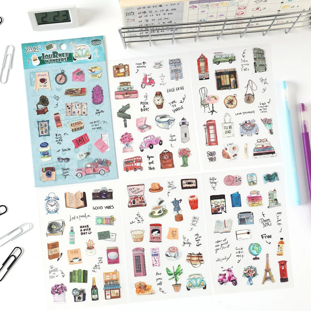6-Sheet Cute Scrapbooking Sticker Book – DIY Junk Journal Supplies Scrapbooking Sticker Book Qme