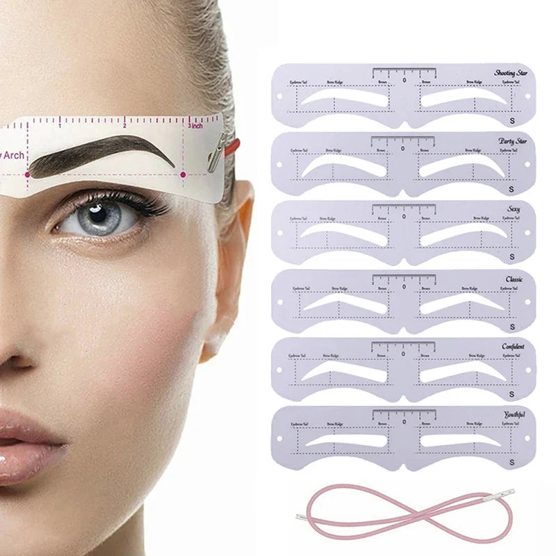 6-Pack Reusable Eyebrow Stencils – Grooming Shaper Templates Eyebrow Stencil Set Qme