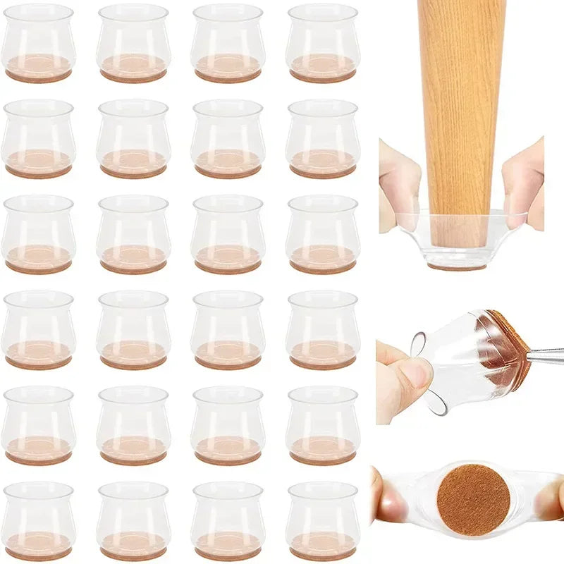 Silicone Chair Leg Floor Protectors with Felt Wrap – 4 Pack Furniture Leg Protectors Qme
