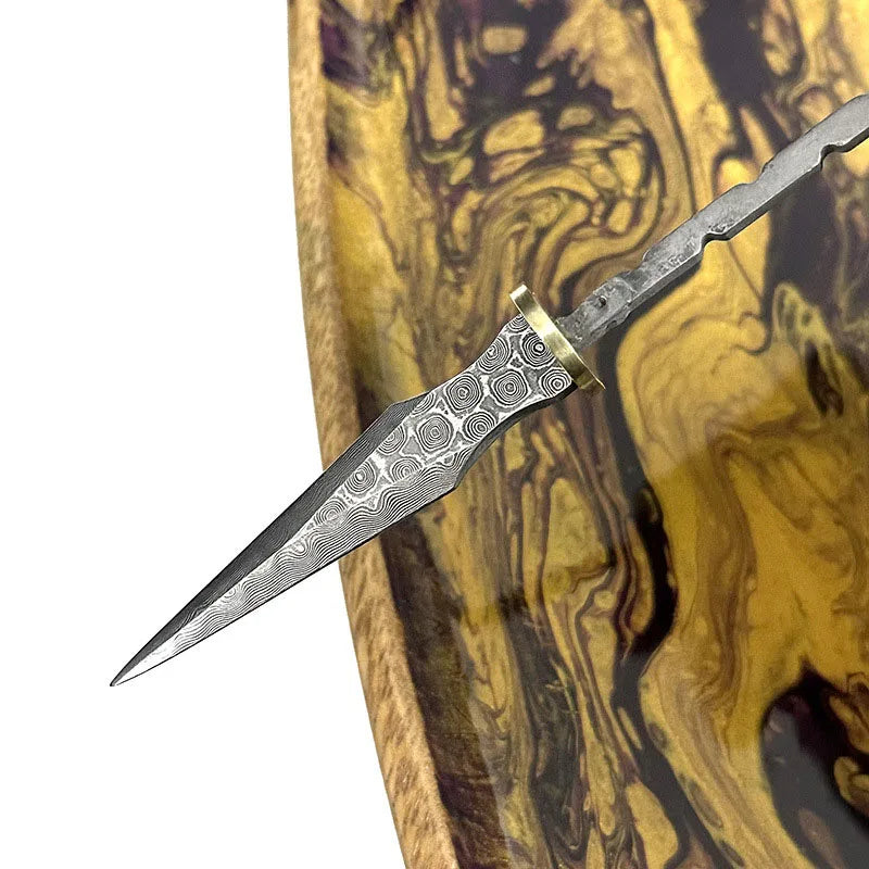 Damascus Steel Pu-erh Tea Knife Blank – DIY Rosette Cutter Tea Knife Blank Qst