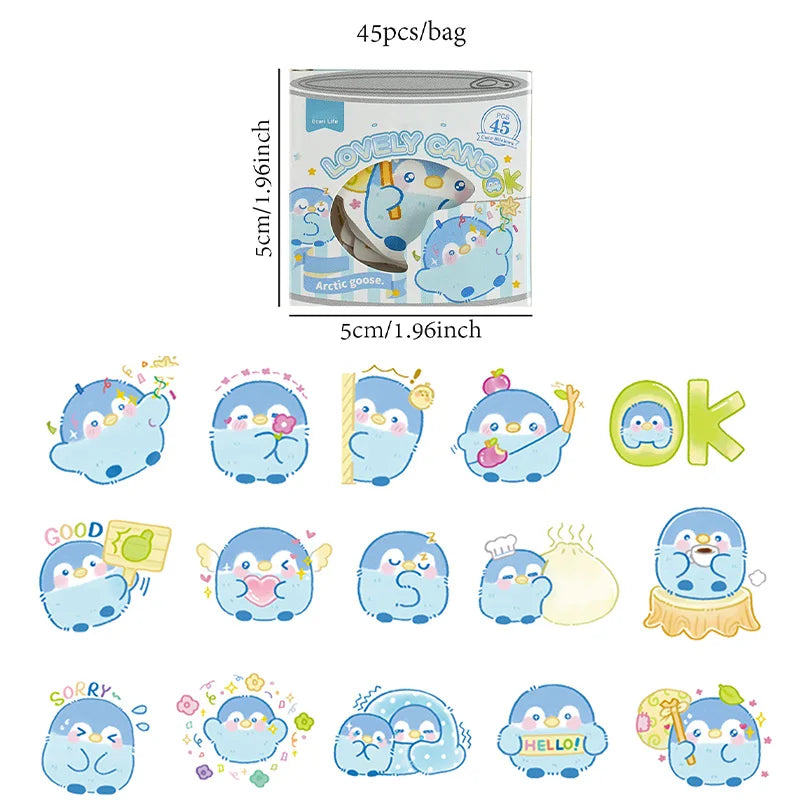 Cute Animal Stickers – Panda, Dog, Penguin & Sea Creatures Animal Sticker Pack Qme penguin