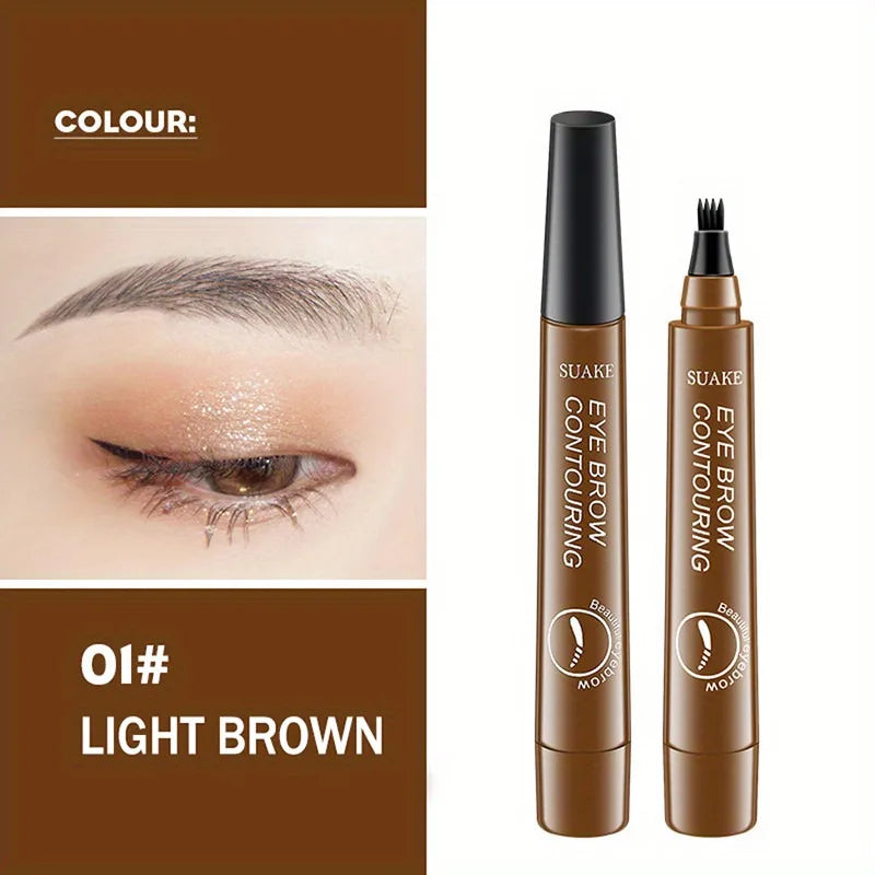 Four-Pronged Eyebrow Pencil – Long-Lasting & Smudge-Proof Eyebrow Pencil Qme 01 Light brown