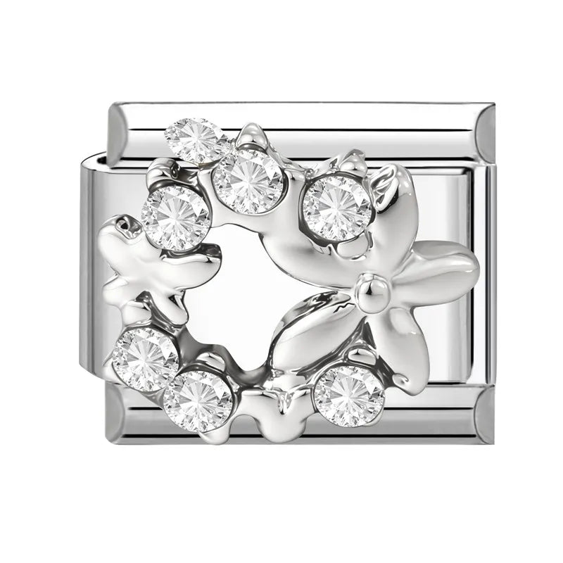 Zircon Italian Charm Links – Heart Bow Butterfly Star 9mm Italian Charm Links Qme S 6