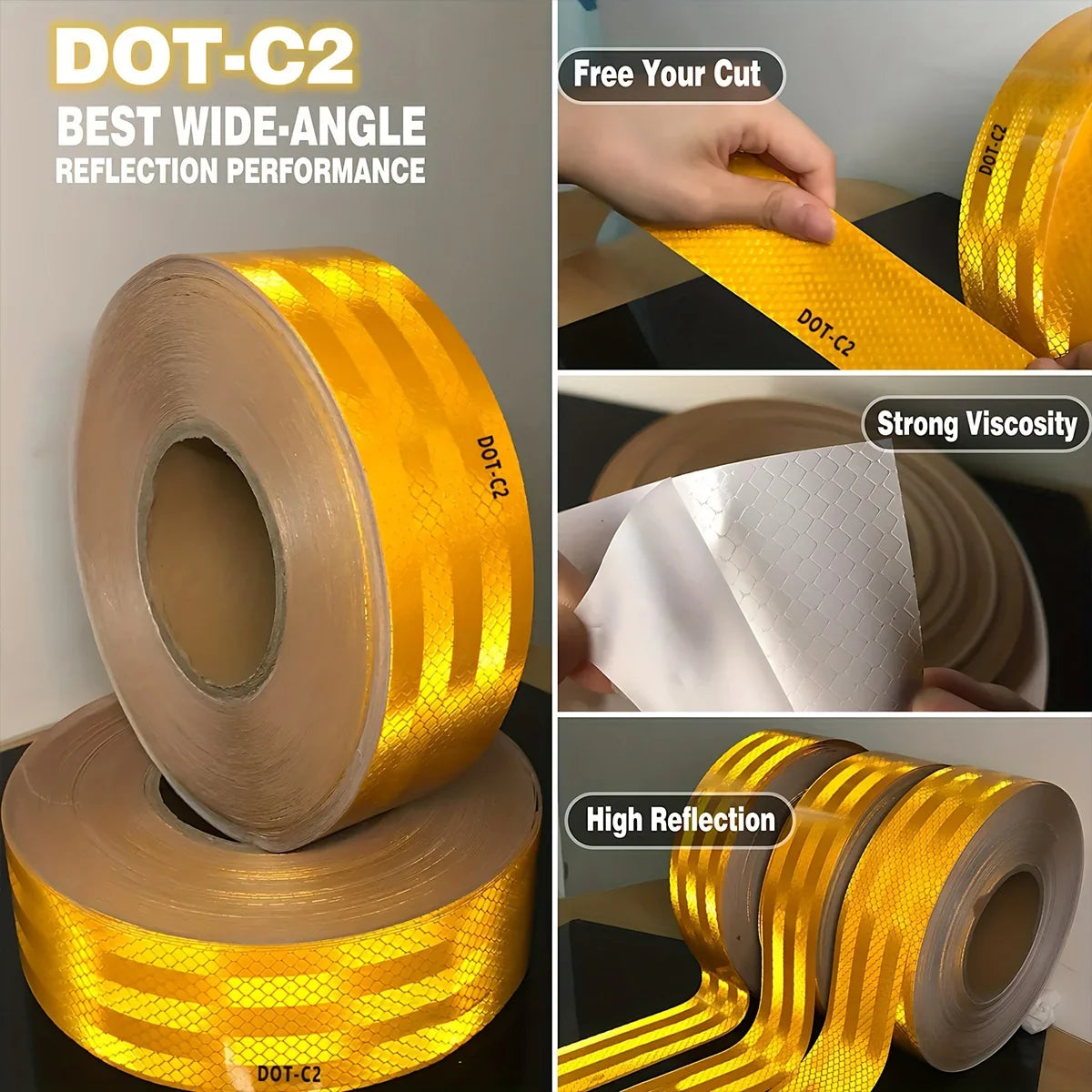 Yellow Prismatic Reflective Tape – Waterproof Safety Sticker Reflective Safety Tape Qme