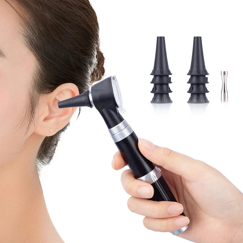 LED Otoscope Ear Inspection Set – 3X Magnification, 4 Tips LED Otoscope Set Qst