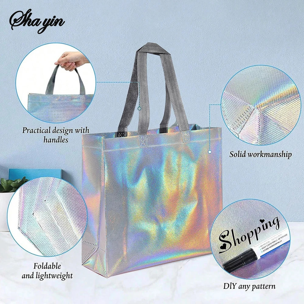 Silver Reusable Grocery Tote Organizer Bag | Qme Reusable Tote Bag Qme