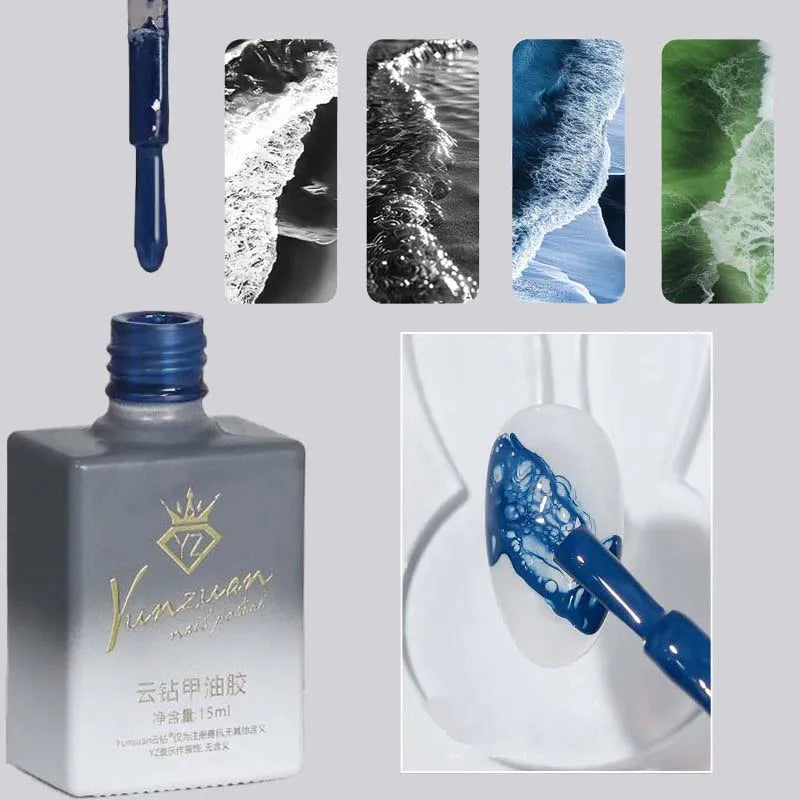 Sea Wave Blooming Gel Nail Polish | Halo Dye Effect, 8 Colors Blooming Gel Polish Qme