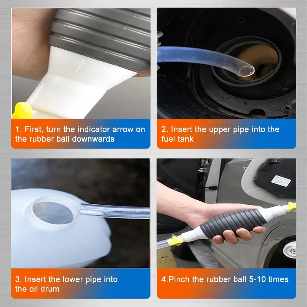 2-Meter Manual Siphon Pump – Fuel & Oil Transfer Hose Manual Siphon Pump Qme