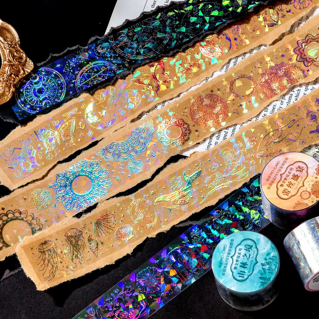 2M Laser Reflective Transparent Stickers – DIY Decorative Labels Decorative Craft Stickers Qme