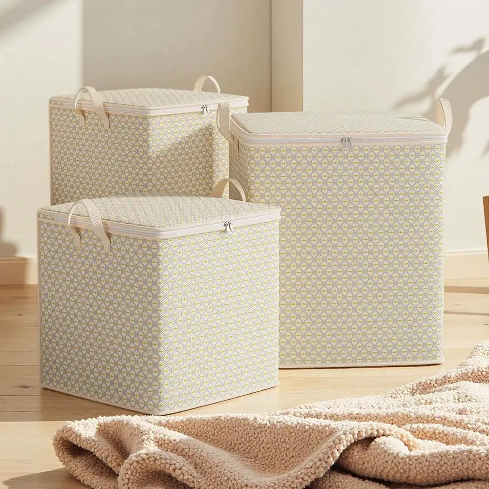 Foldable Non-Woven Quilt & Clothes Storage Bag with Zipper Clothes Storage Bag Qme