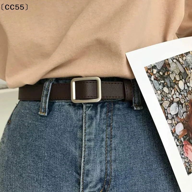 Women's PU No-Hole Pin Buckle Belt – Retro Style for Jeans Women's Fashion Belt Qst