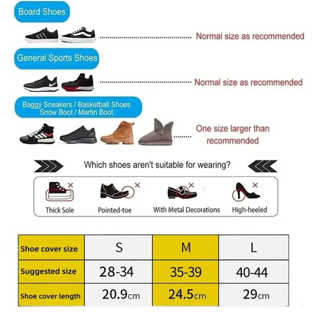 Waterproof Silicone Shoe Covers – Non-Slip Reusable Rain Boots Silicone Shoe Covers Qme