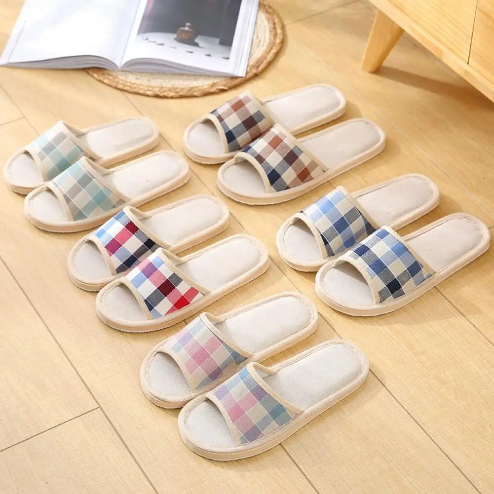 Women's Linen Indoor Slippers – Non-Slip Summer Home Shoes Indoor Slippers Qme