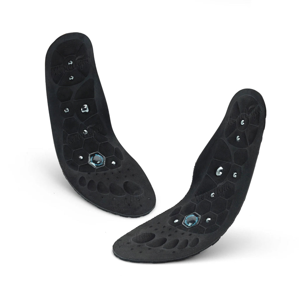 EVA Magnetic Acupoint Massage Insoles – Arch Support & Cushion Massage Shoe Insoles Qst Black L (44-47)