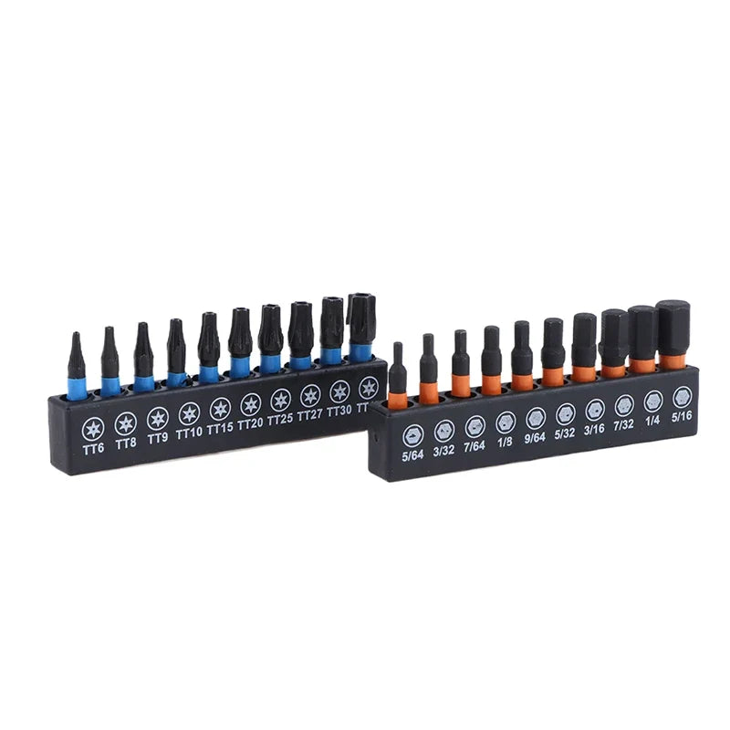 21-Pc S2 Steel Star Impact Drill Bit Set – Magnetic Hex Shank Impact Drill Bit Set Qme