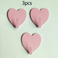 Heart-Shaped Adhesive Wall Hooks – Heavy-Duty, 3 Colors Adhesive Wall Hooks Qme Light Pink