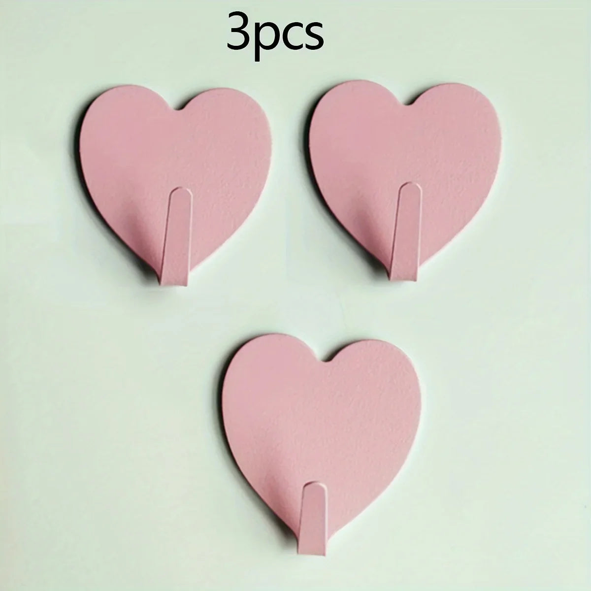 Heart-Shaped Adhesive Wall Hooks – Heavy-Duty, 3 Colors Adhesive Wall Hooks Qme Light Pink