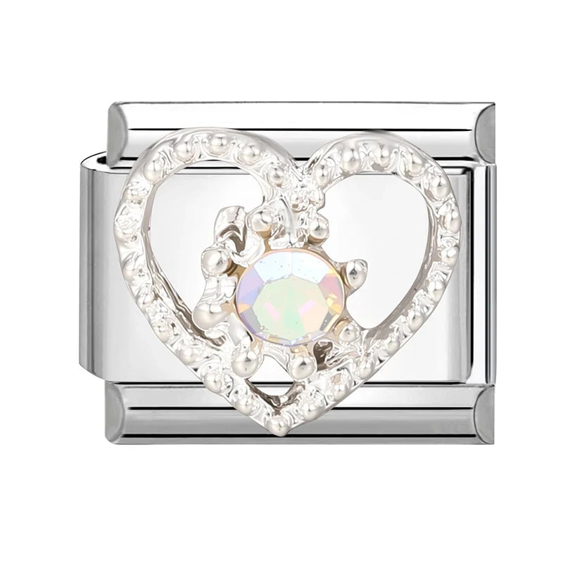Zircon Heart Bird Bowknot Star Pendant Italian Charm | 9mm