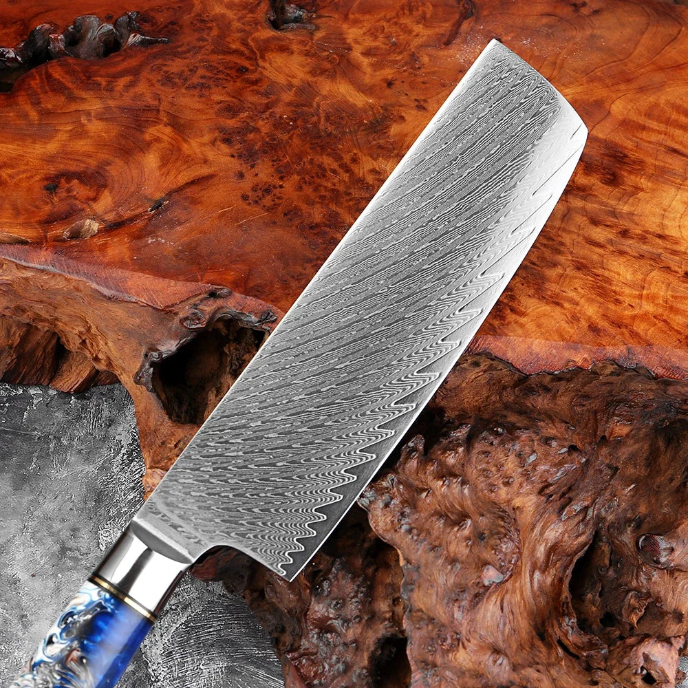 XITUO 7" Nakiri Knife – 67-Layer Damascus Steel Chef Knife Damascus Nakiri Knife Qst