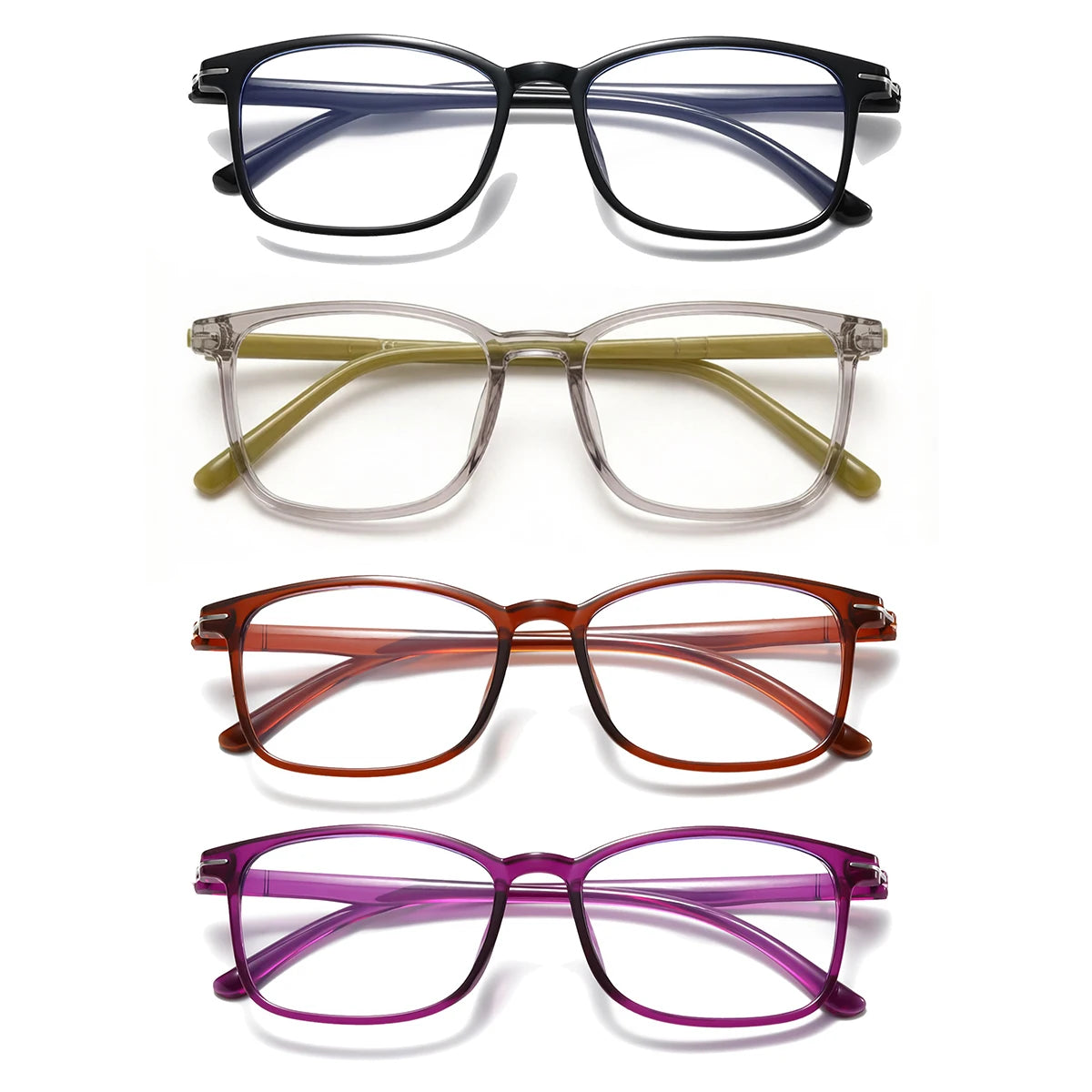 3-Pack Vintage Square Reading Glasses +1.0–+3.0 Unisex Reading Glasses Qst