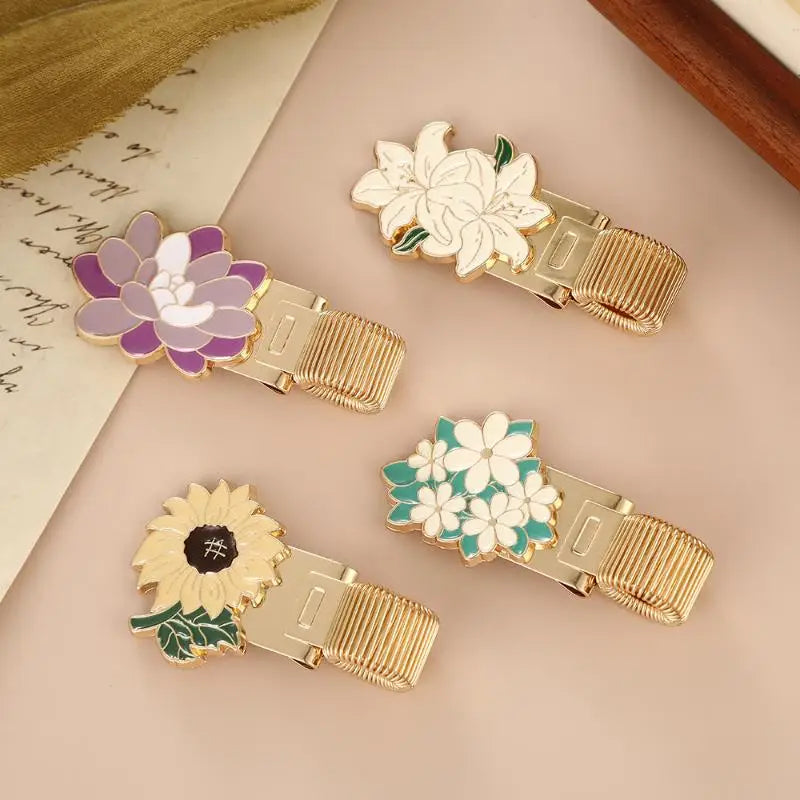 Flower-Themed Metal Pen Clip | Retro Spring Design Decorative Pen Clip Qme