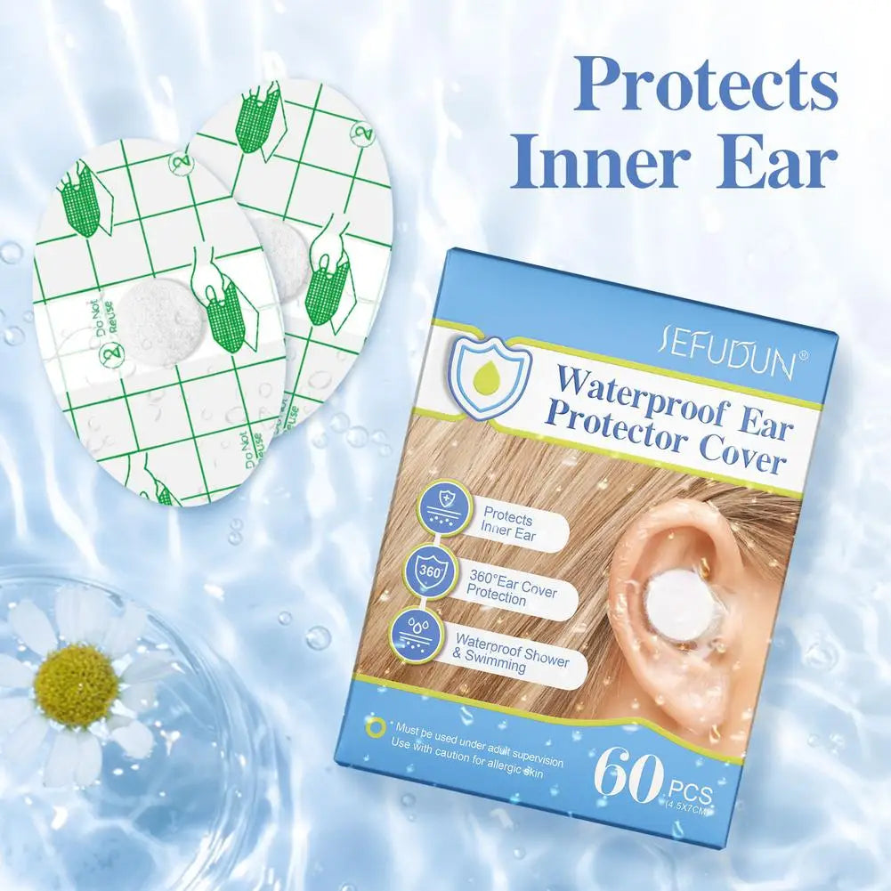 Waterproof Ear Protector Patches – Oval Cotton Stickers 60 pcs Ear Protection Patches Qme