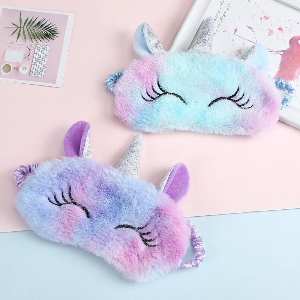 Unicorn Plush Sleep Mask for Kids & Adults – Cute Eye Mask Plush Sleep Mask Qst
