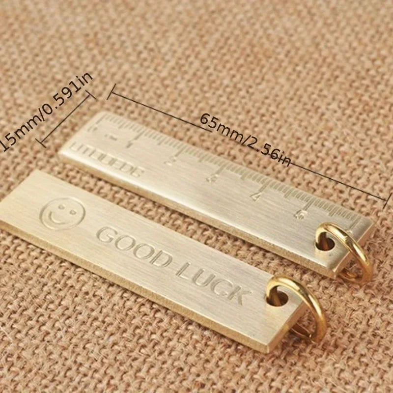 Miniature Pure Brass Ruler Keychain Number Plate Pendant Keychain Pendant Qme