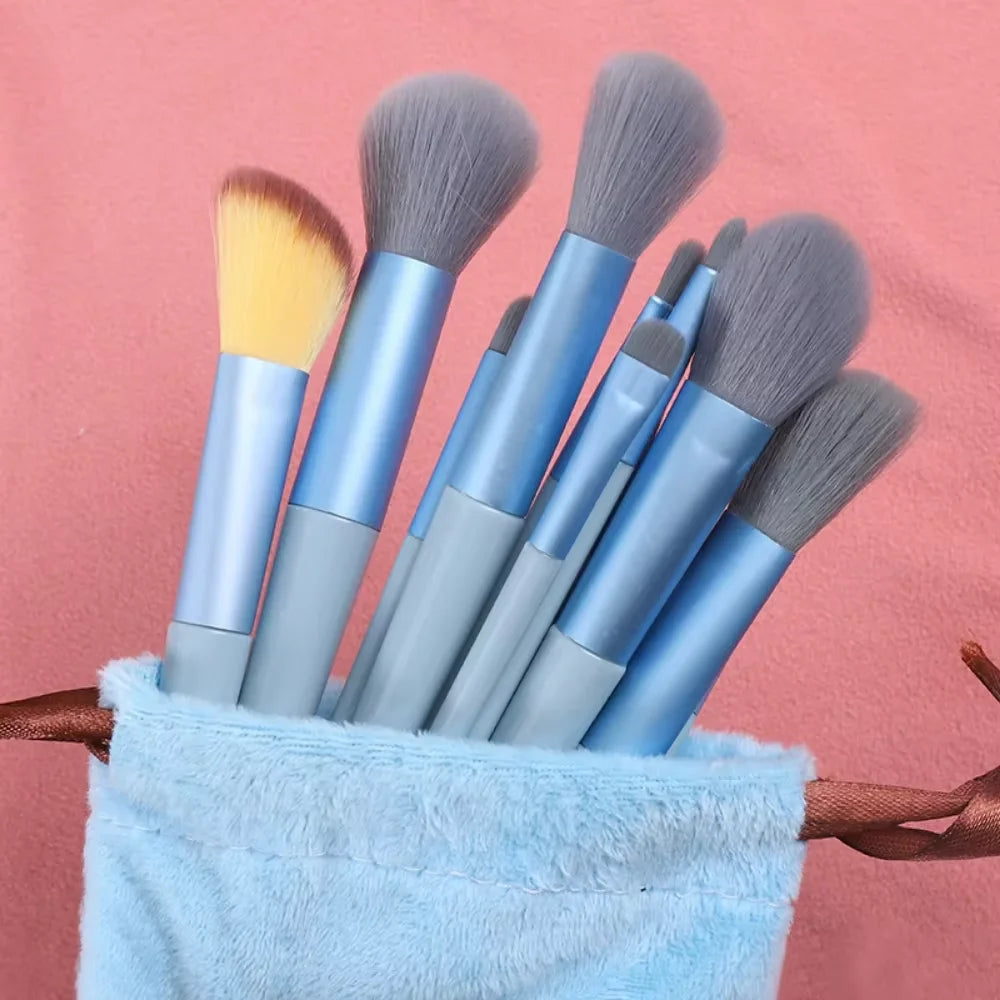 13-Piece Soft Fluffy Makeup Brush Set – Foundation & Eye Shadow Makeup Brush Set Qst Blue