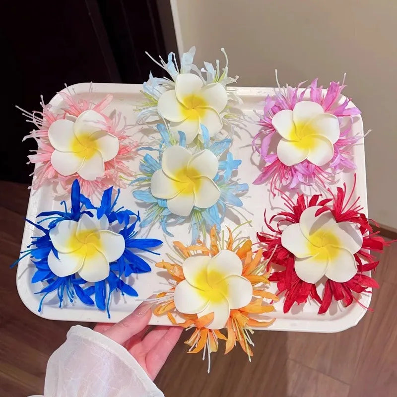 Hawaiian Flower Hair Clips – Floral Side Bangs BB Clip Floral Hair Clip Qme