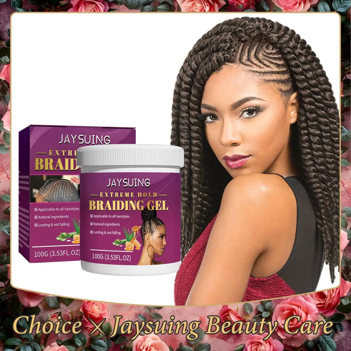 Jaysuing Extreme Hold Braiding Gel – Edge Control & Anti-Frizz Hair Styling Gel Qst 3x100g boxed